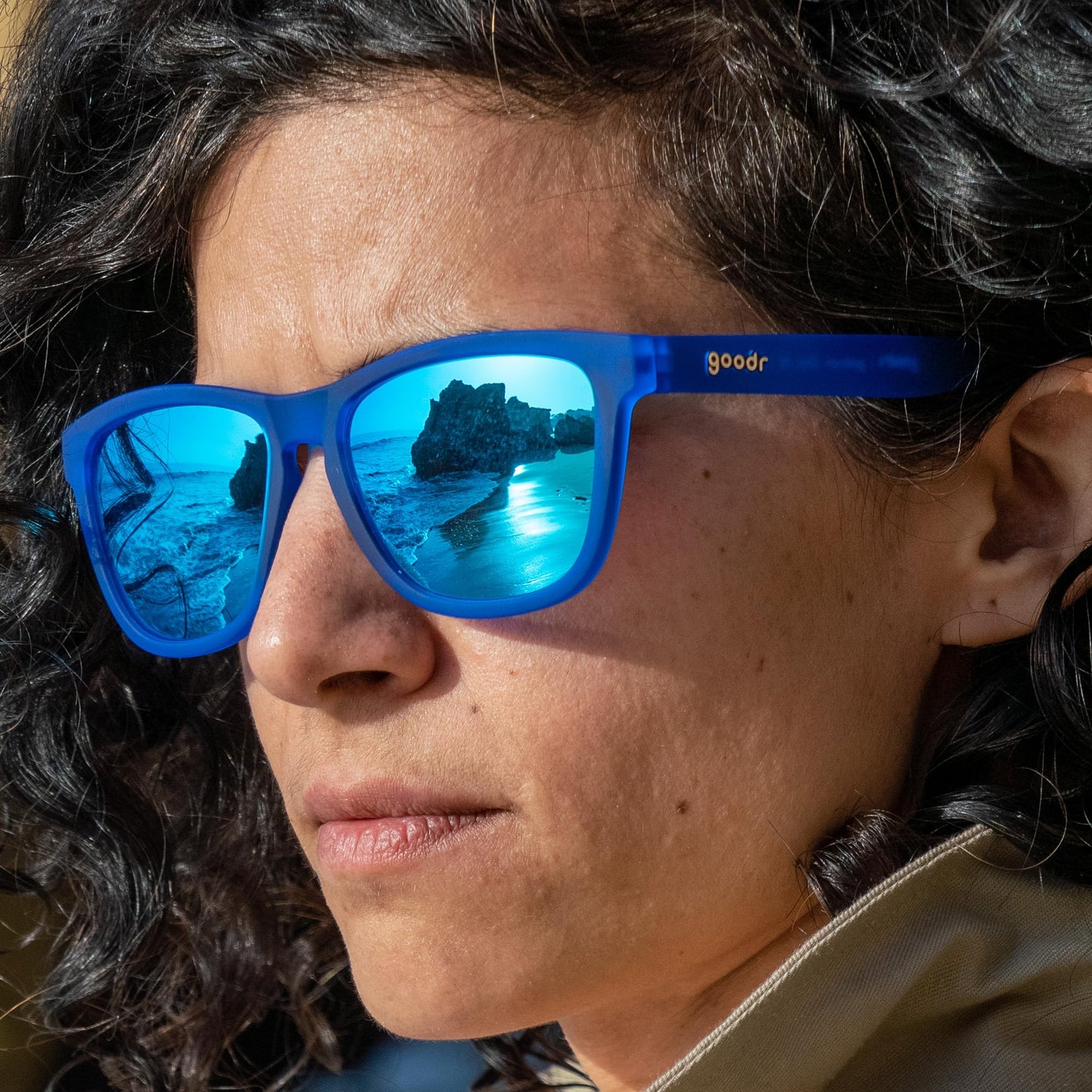 goodr Falkor's Fever Dream Polarized Sunglasses for Men & Women, Medium Sized (OG), Dark Blue Translucent Frame with Light Blue Mirrored Reflective Lenses, UV400 Protection, No Slip, No Bounce