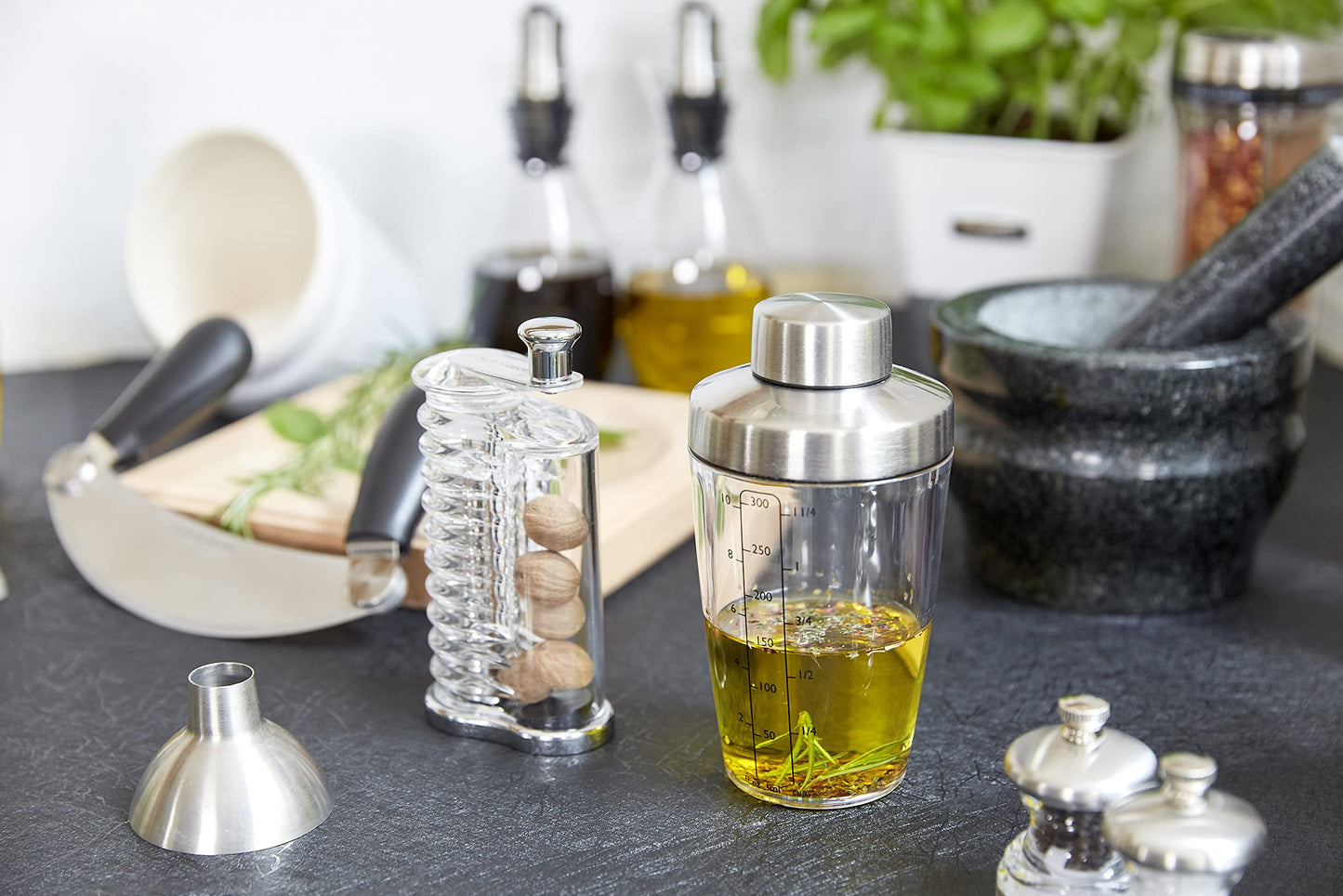COLE & MASON Stainless Steel Salt and Pepper Funnel - Versatile Small Funnel for Filling Spice Jars and Other Kitchen Essentials - Convenient Funnels for Kitchen Use Filling Bottles - Metal Funnel