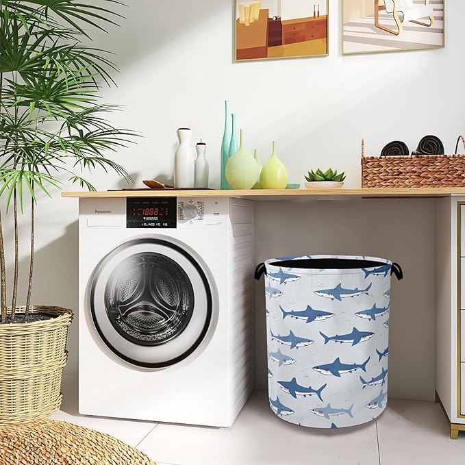 Cute Shark Laundry Basket, Foldable Oxford Cloth Tote Bag Laundry Hamper