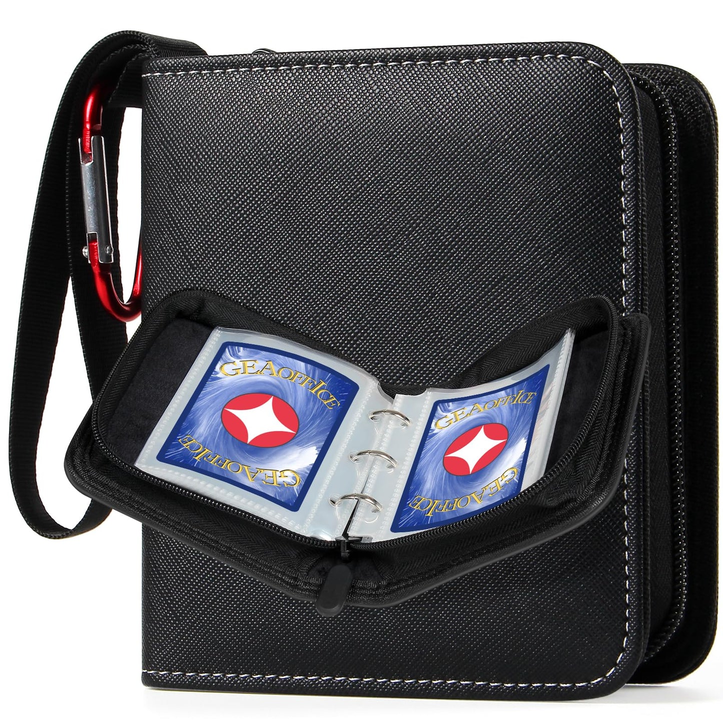 GEAoffice 1 Pocket Card Binder Mini Size, Super Lightweight Small Collectible Trading Card Albums for 80 Cards, 1 Pocket Top Loading Binder for TCG, MTG, Sports&Game Cards, Black