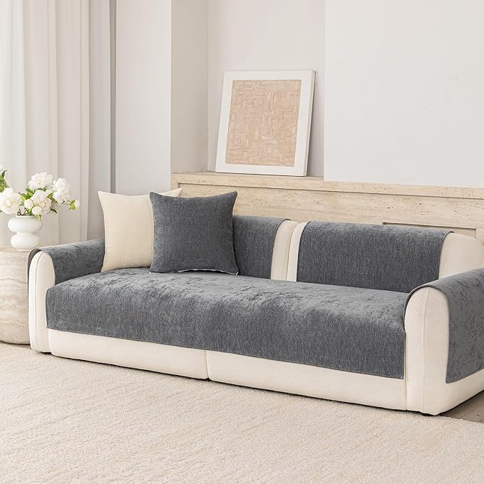 Premium Chenille Sofa Cushion Covers,Upgraded Anti-Slip Sectional Couch