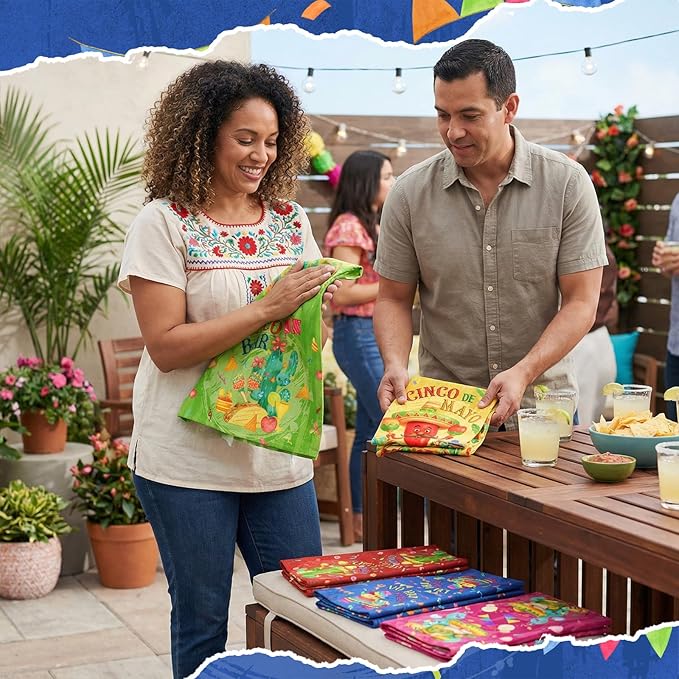Breling Set of 6 Mexican Kitchen Towels Fiesta Taco Cactus Chili Dish Towel