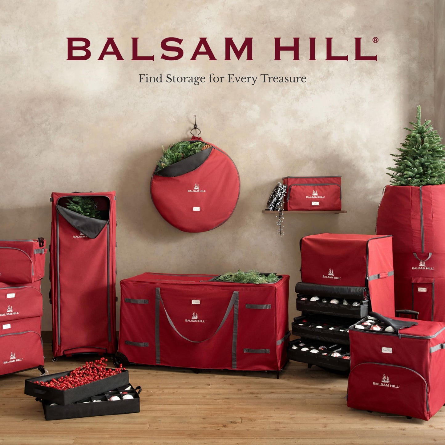 Balsam Hill Deluxe Rolling Ornament Chest - 100pc Christmas Decoration Storage with Dividers & Trays