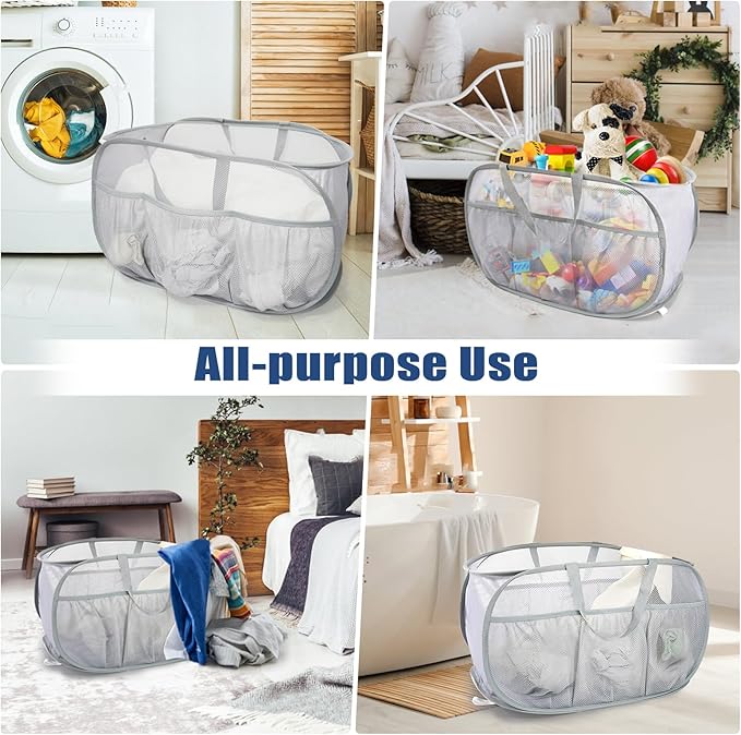 2 Pack Collapsible Laundry Baskets, Upgrade Pop Up Laundry Hamper