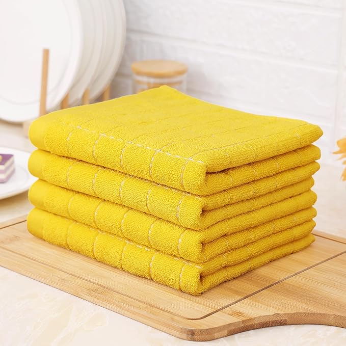 Homaxy 100% Cotton Terry Kitchen Towels, Checkered Designed, Soft and Super