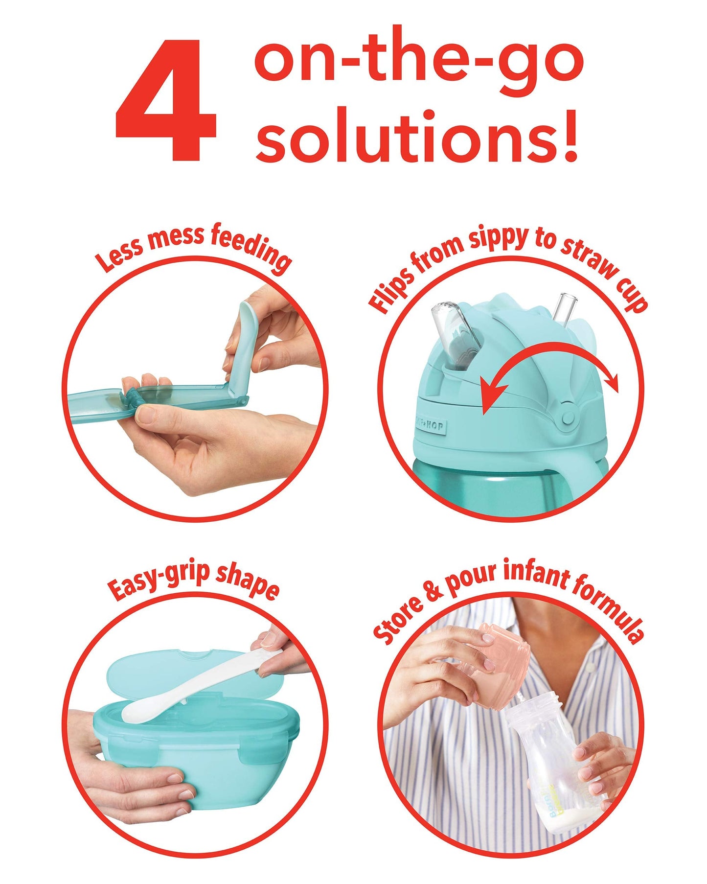 Skip Hop Baby Easy-Pack Feeding Travel Essentials 6 Piece Set Soft Teal 6m+