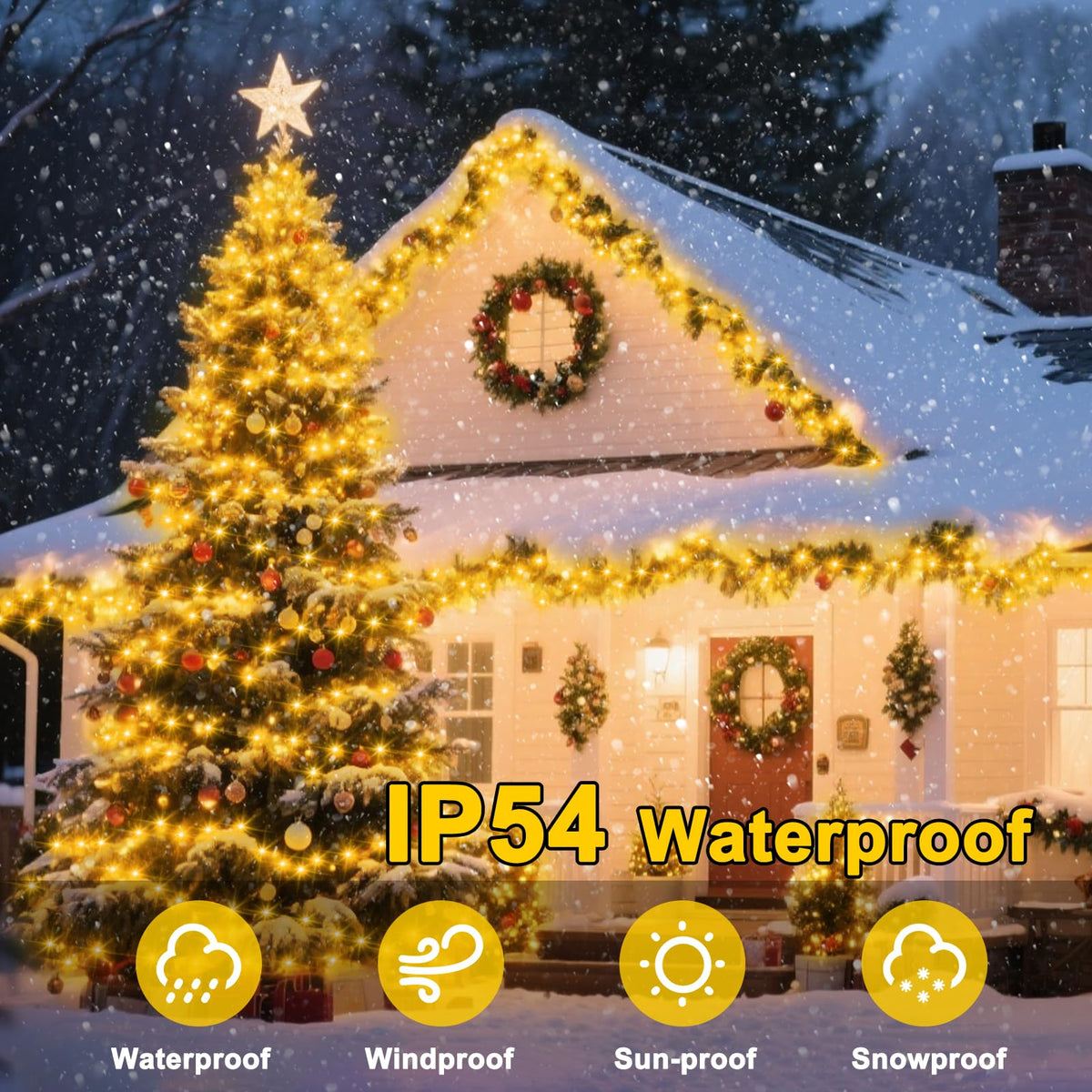 echosari Connectable 400 LED Christmas Lights, Extra Long 66Ft Outdoor String Lights Plug in with Remote Timer for Patio Garden Tree Decor (Warm White)