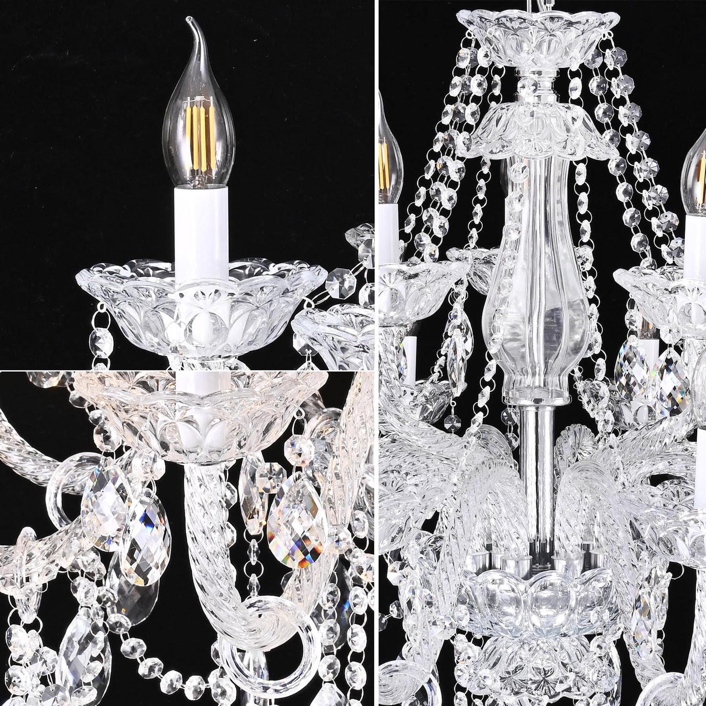 Uboxin Clear K9 Crystal Chandelier 15 Light Pendant Lighting Fixture for Dining Room Living Room Bedroom Hallway Entryway Elegant Ceiling Lamp E12 Clear