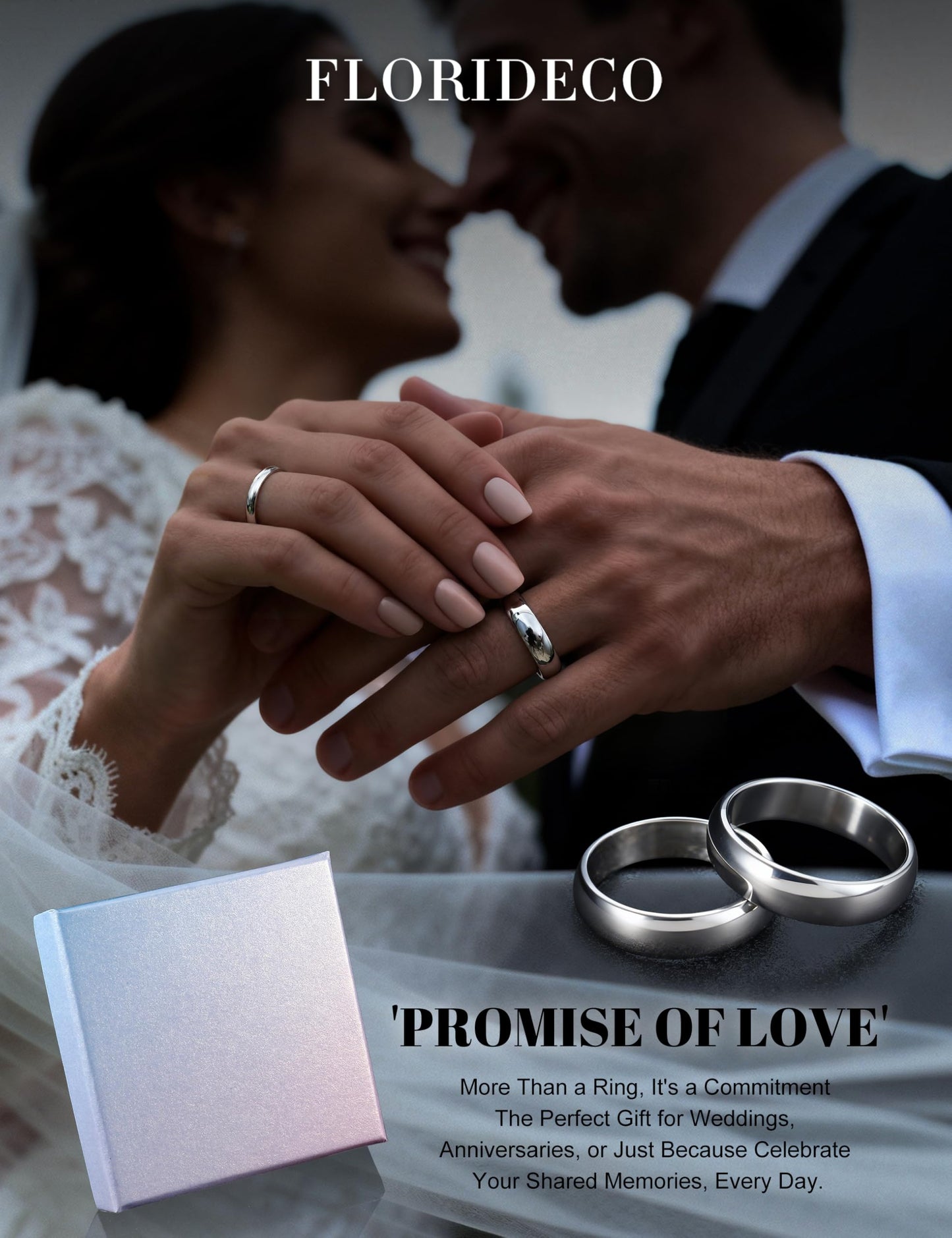 Florideco 10mm Stainless Steel Ring Wedding Bands for Women Mens Ring Wedding Band Plain Dome High Polished Size 6