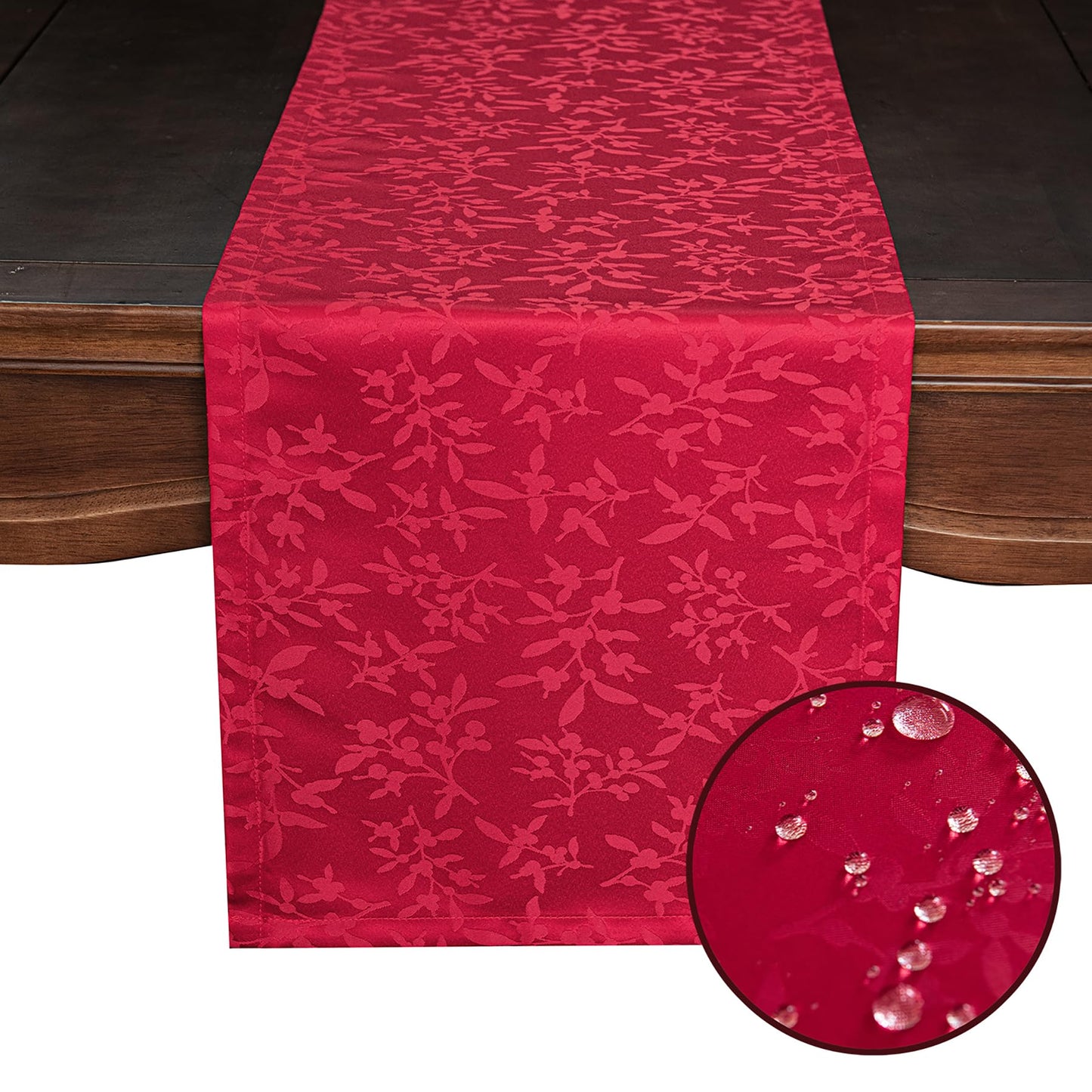 Joyfol Day Red Christmas Jacquard Table Runners,Waterproof Table Runner for Xmas Holiday Winter Festival Kitchen Dining Tabletop Decoration(14 x 72 Inch)