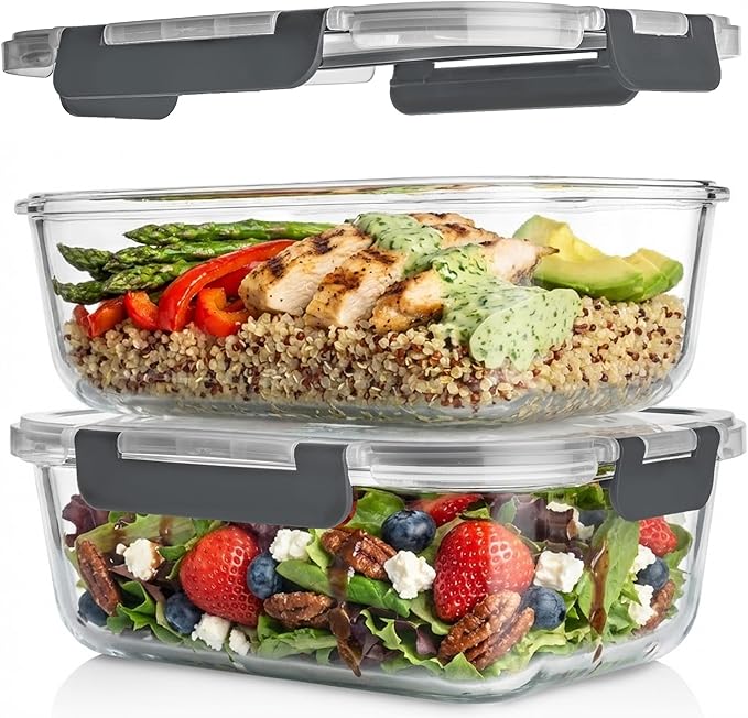 Razab 4 Pcs 1860ml / 63 Oz Large Glass Food Storage Containers