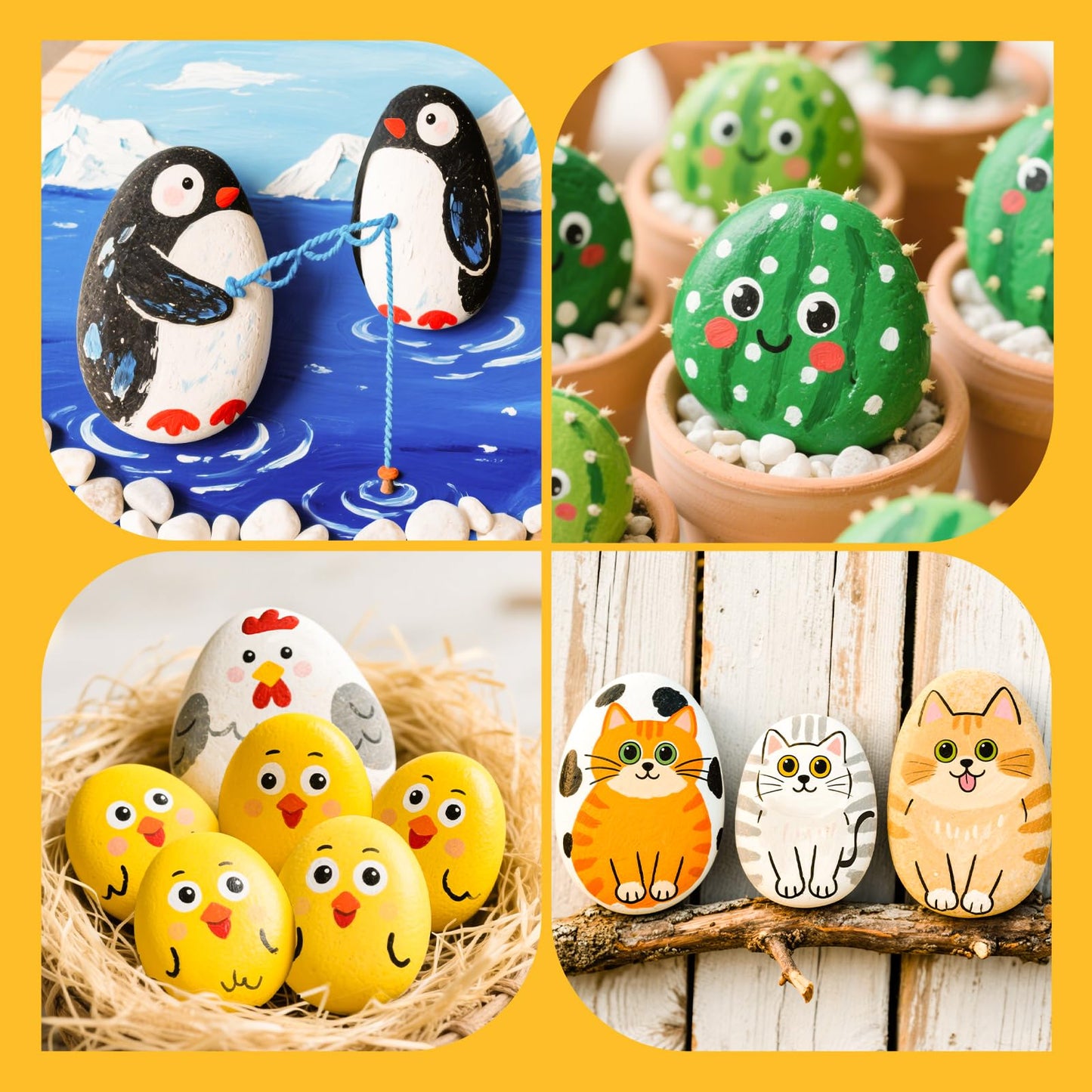 Simetufy Large Rocks for Painting 40 PCS 3.3-4.5Inch River Rocks for Painting, Rock Painting for Kids, Smooth and Flat Painting Rocks for DIY & Arts
