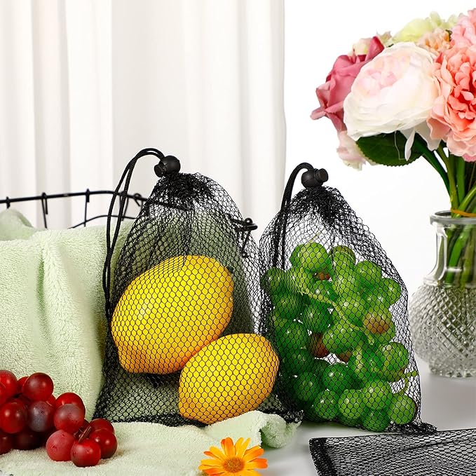 TecUnite 10 Pcs Mesh Bags Drawstring Laundry Bags Large Nylon Mesh Gift