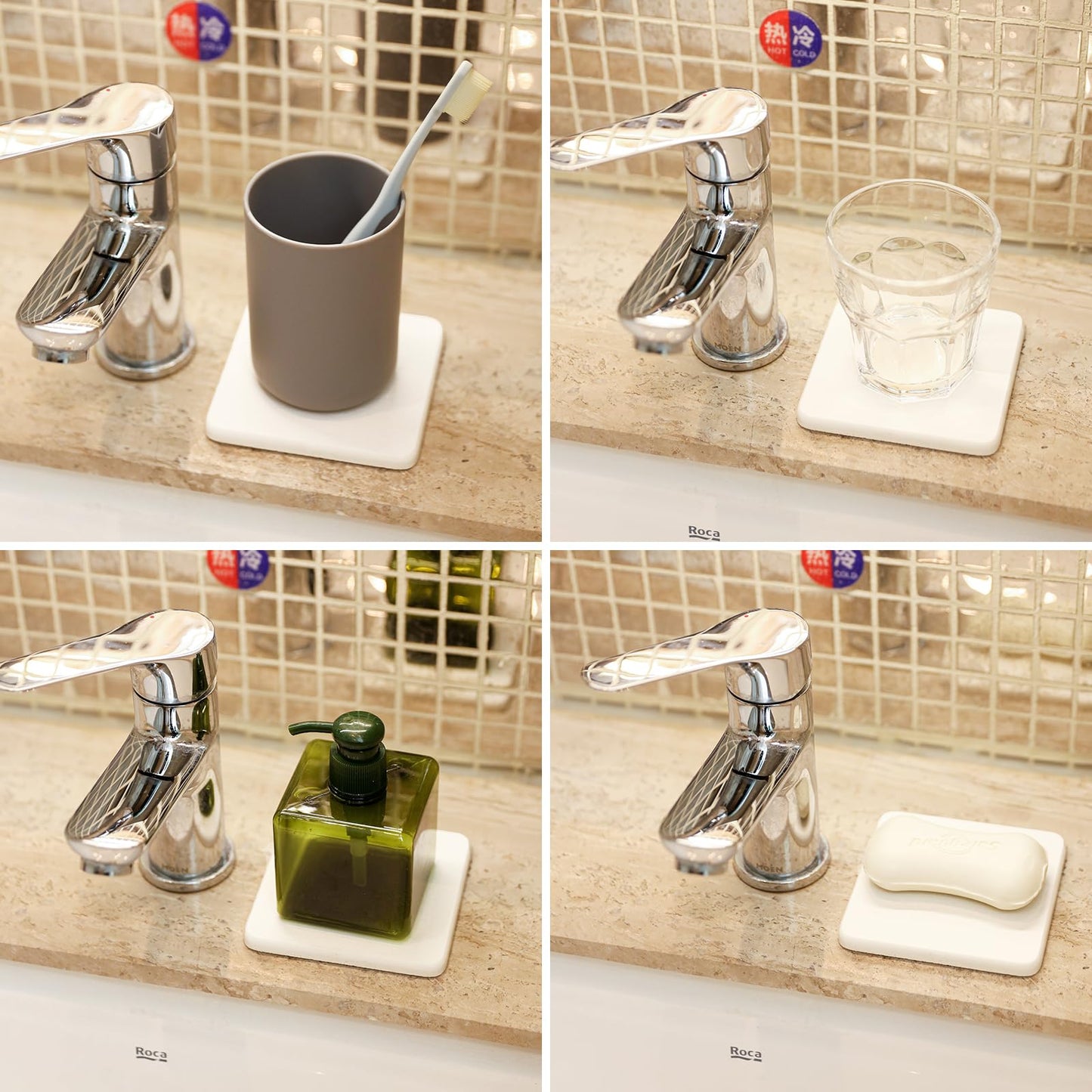 WBCBEC 6 Pieces Water Absorbent Diatomite Coasters, Diatomaceous Earth Kitchen Soap Dish Bathroom Trays Water Absorbing Stone Tray for Sink Used for Hand Soaps Drinks Bottles