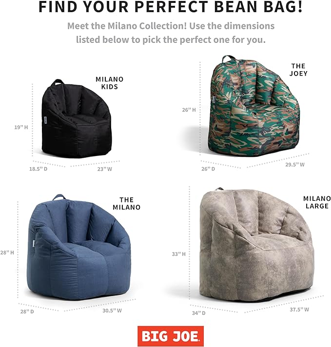 Big Joe Milano Beanbag Chair Kid's Sapphire Smartmax
