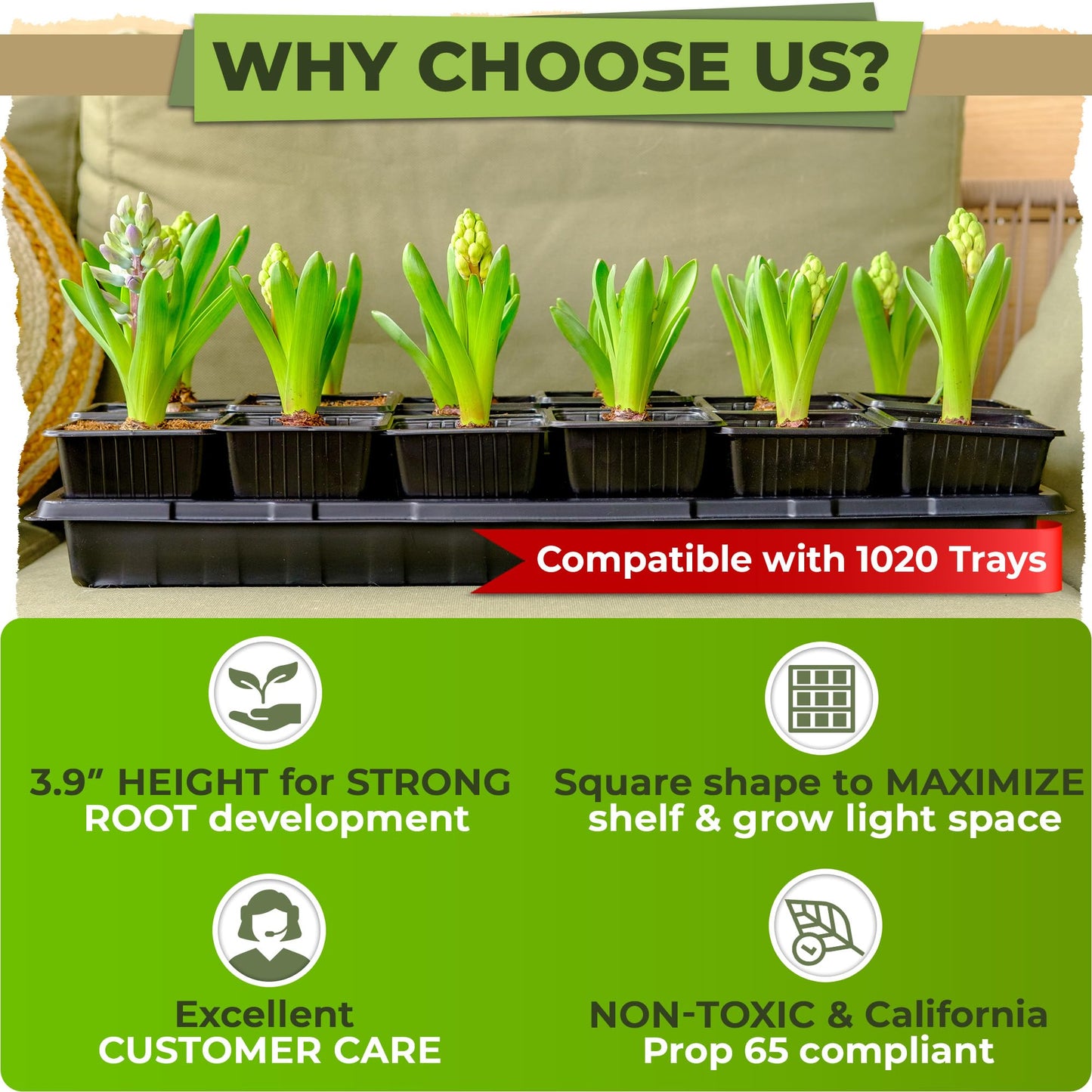 Carpathen Indoor Greenhouse with Grow Lights and 60 Nursery Pots Pack - 4 Tiers 27.2" L x 19.3" W x 54" H with 1 Dimmable 15W Full Spectrum LED Light Strip and 1 Gooseneck Plant Lamp Clip-on