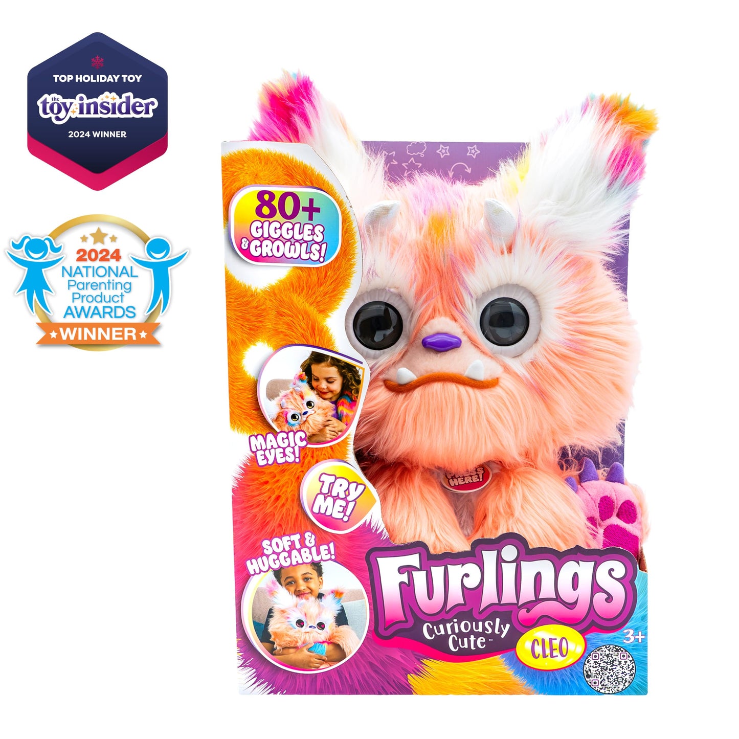 Furlings - Cleo | Loving Interactive Plush Jackalope More Than 80 Realistic Reactions | Soft Animal Girls' Surprise Toys & Gifts for Birthdays and Christmas Ages 3+, Orange