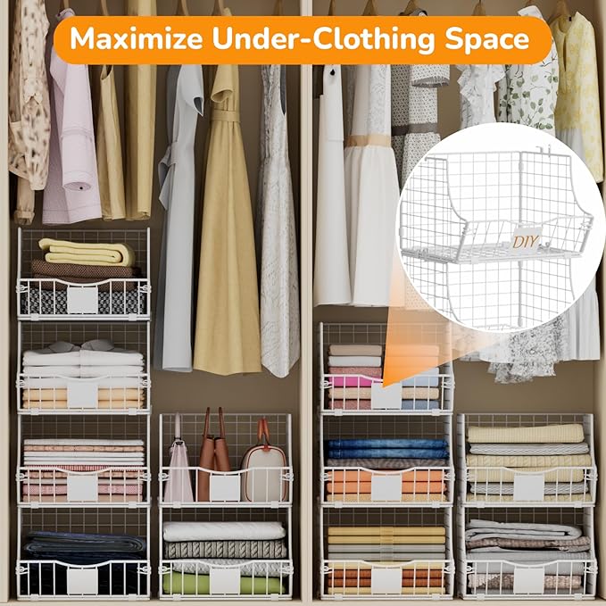 Hanging Closet Organizers and Storage, 3 Tier Closet Shelf Clothes Organizer