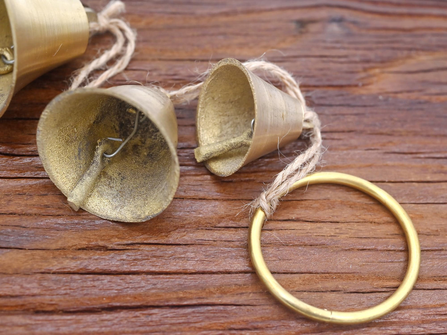Brass Rustic Hanging Bells for Door Knob Decoration, Home Garden Decor Shopkeepers Bell on Rope