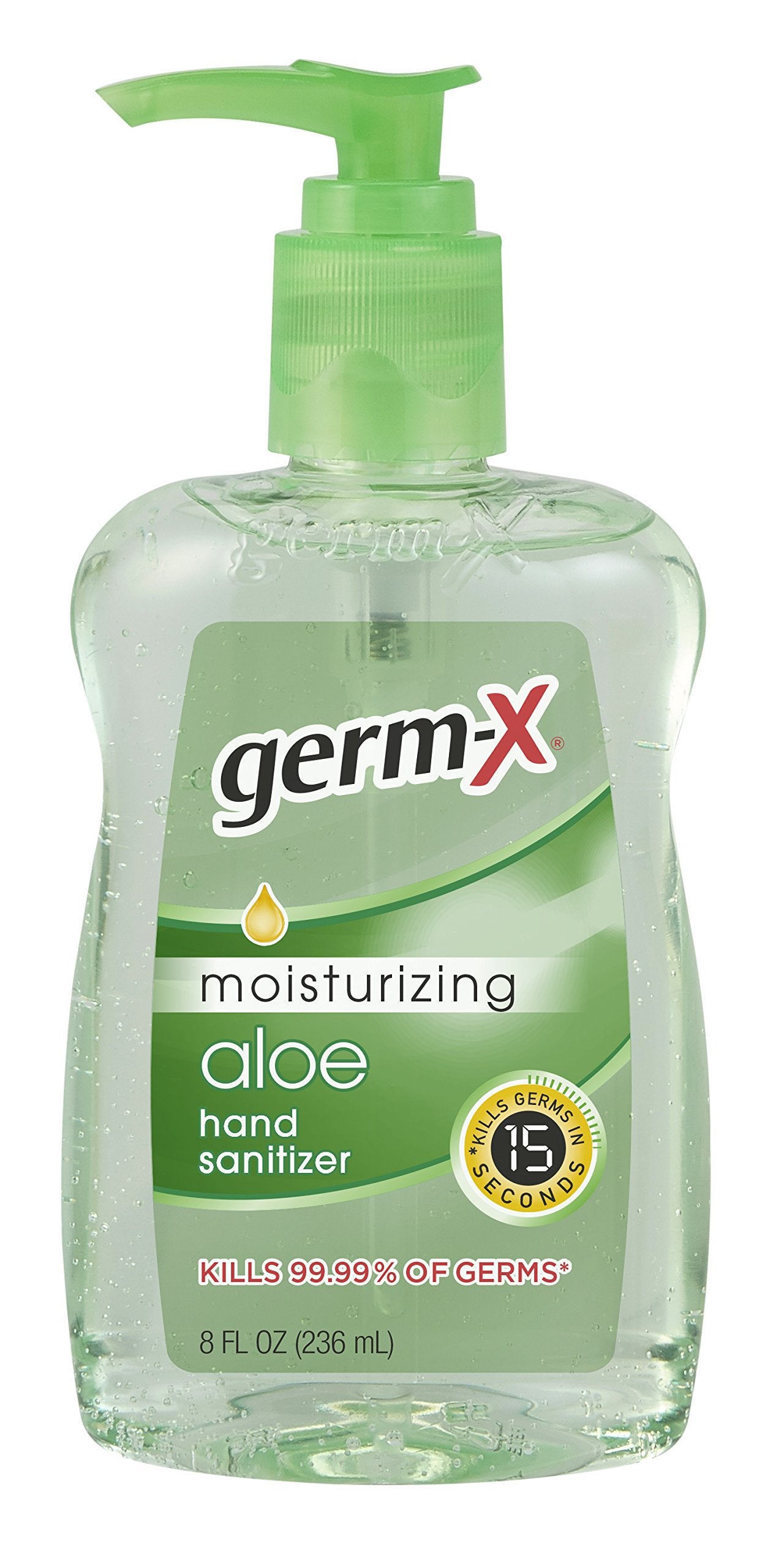 Germ-X Hand Sanitizer, Aloe, Pump Bottle, 8 Fluid Ounce