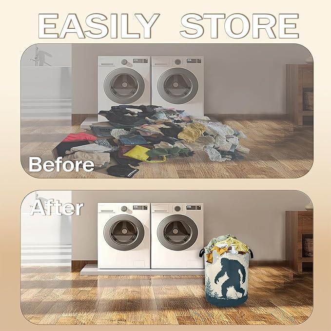Big Foot Laundry Hamper, Retro Forest Collapsible Laundry Baskets, Waterproof