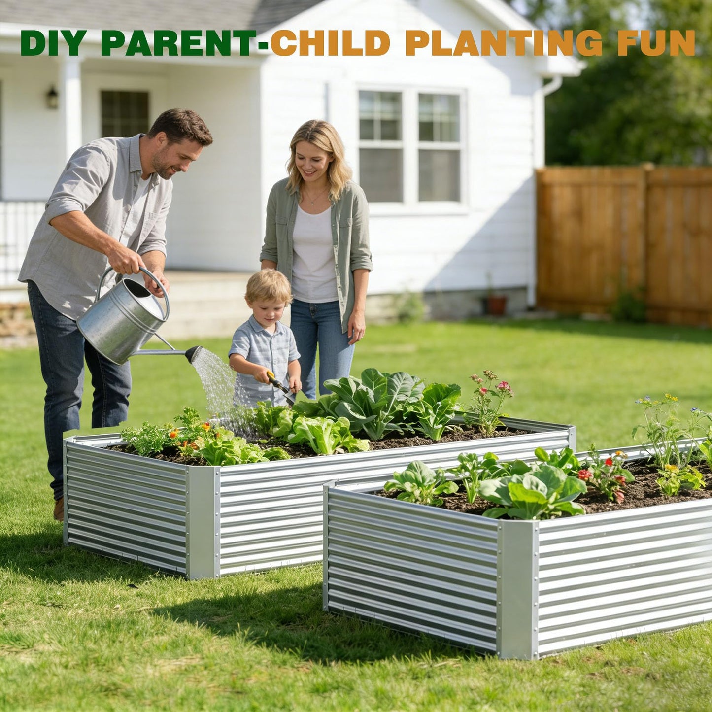 Annzoe 3 Pcs 4 x 2 FT Galvanized Steel Raised Garden Bed – Outdoor Planter Box for Root Vegetables, Herbs & Flowers, Large Metal Garden Beds for Backyards, Terraces and Balconies
