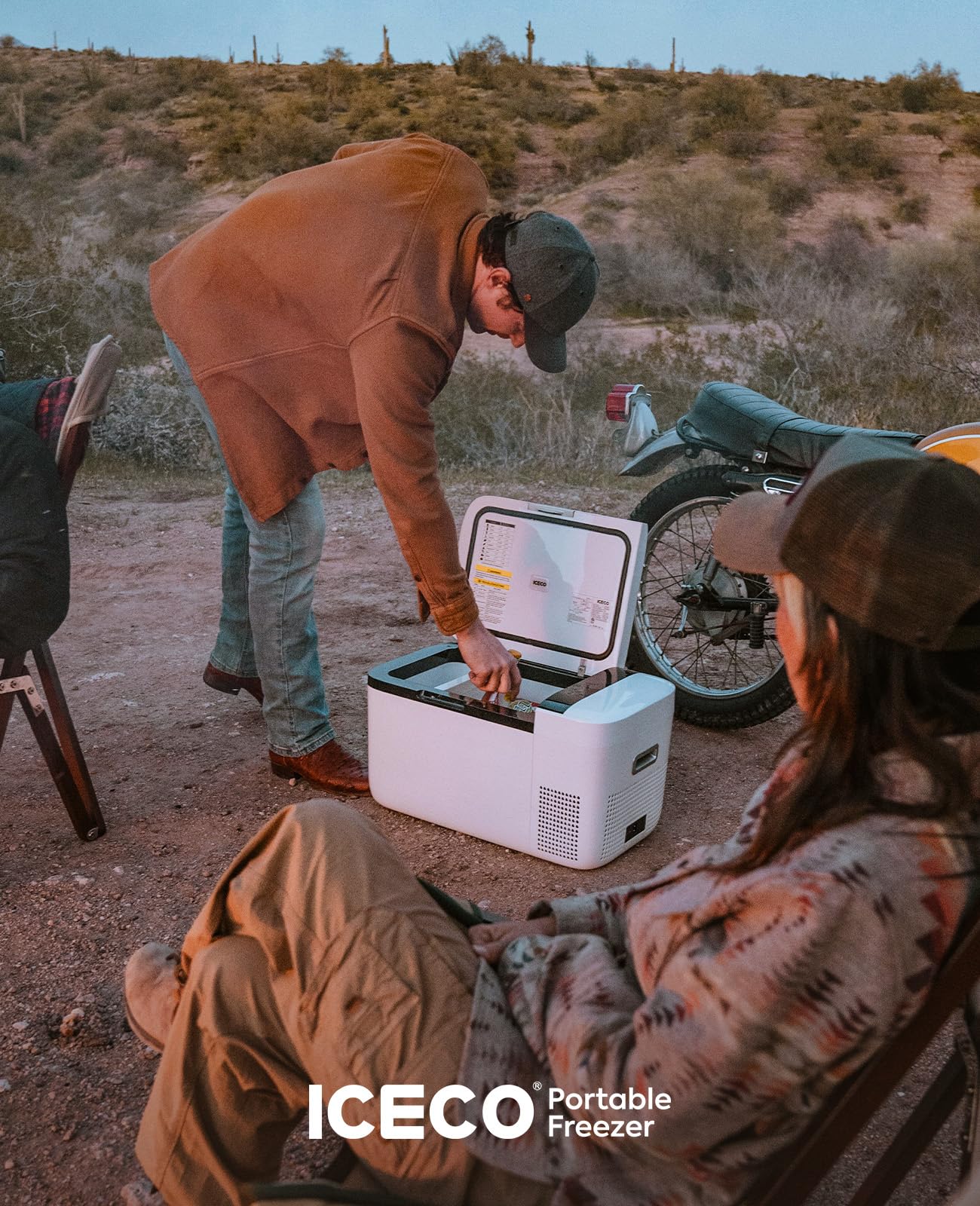 ICECO GO20 21 Quart/20 Liter Dual Zone 12 Volt Refrigerator, Portable Refrigerator with Secop Compressor, Electric Cooler, DC & AC, 0℉ - 50℉, Compressor Cooler for Outdoor, White