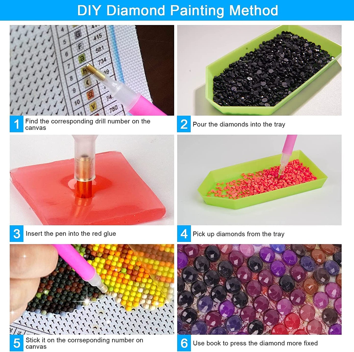 12 Pieces Princess Diamond Painting Kit, 5D Adult Diamond Art, Round Full Diamond Digital Painting Kit, Gemstone Art Painting Kit, DIY Diamond Painting Kit for Beginners (11.8x15.7in)