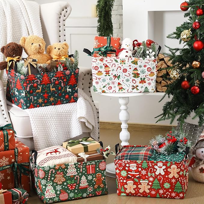4 Pack Christmas Storage Bin Collapsible Large Christmas Storage Baskets
