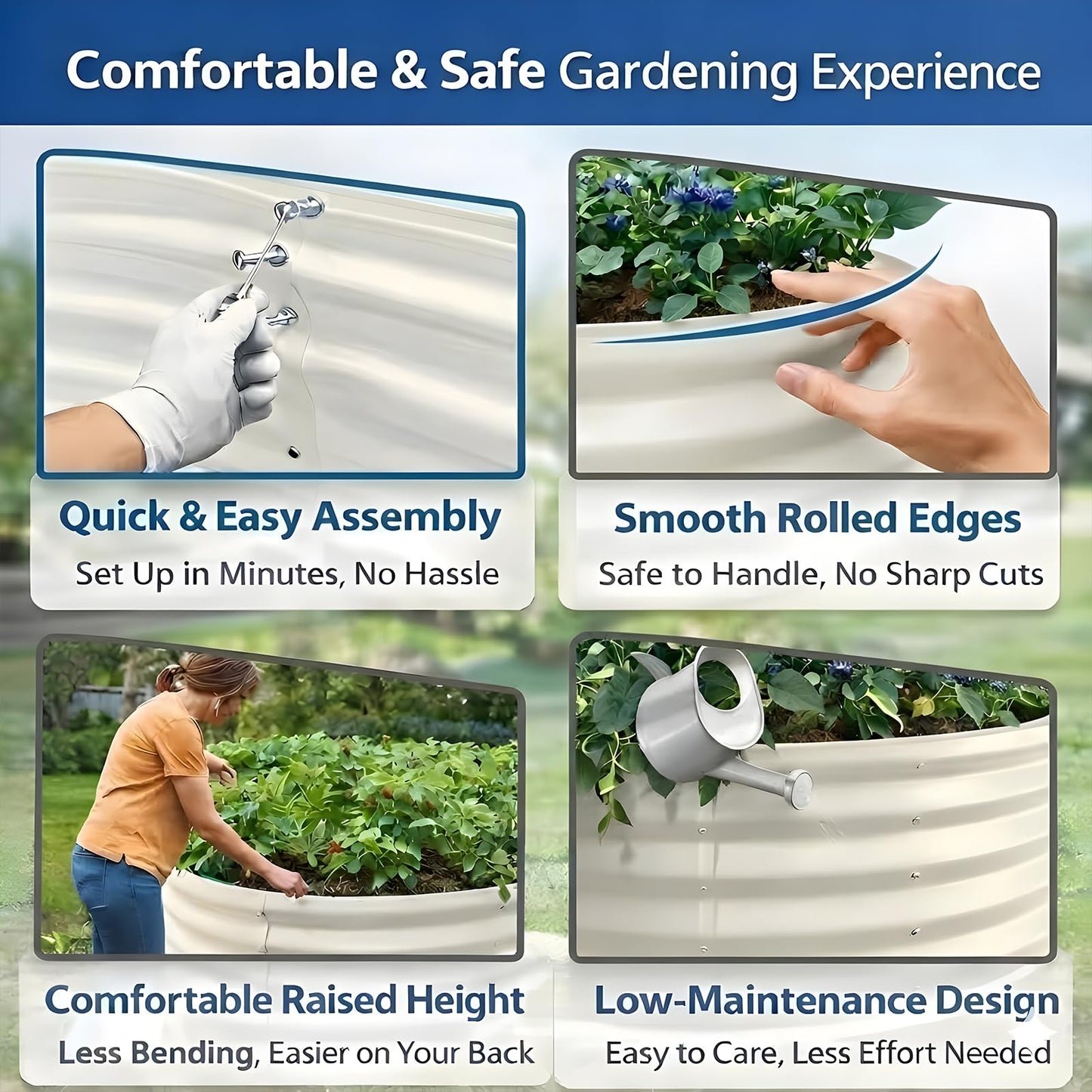 XGMDD Premium Round Raised Garden Bed, 6FT Large Thickened Galvanized Metal Planter Box, 0.7mm Reinforced Rust-Resistant, Easy DIY Assembly Above Ground Gardening Bed for Vegetables, Flowers & Herbs