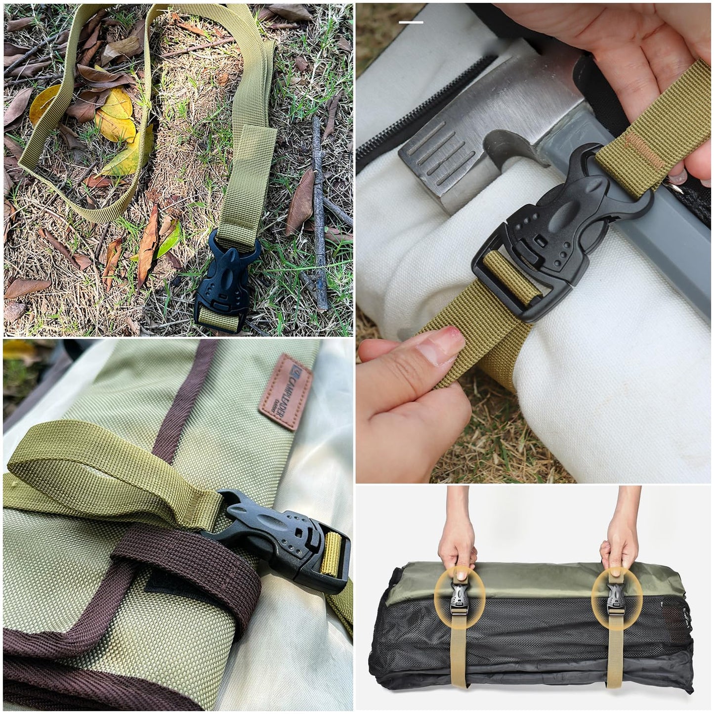 SquEqu 4 Pack Utility Strap with Quick-Release Buckle Nylon Tie Down Straps Sleeping Bag Straps for Camping Backpacking Sleeping Bags Camping Sleeping Pad Folding Camping Table Bed Roll Backpack