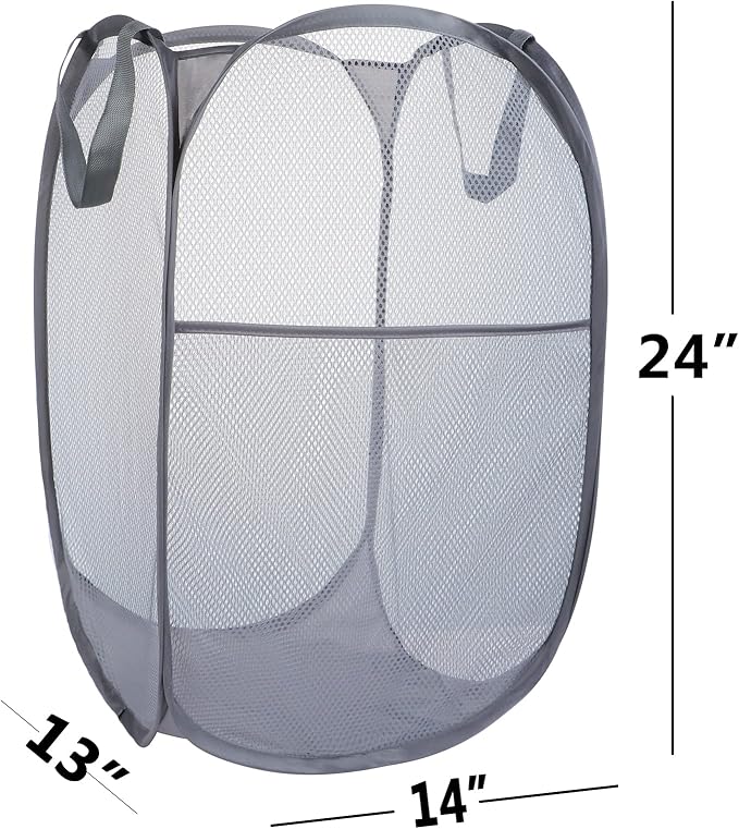 2 Pack Mesh Laundry Basket, Foldable Popup Laundry Hamper