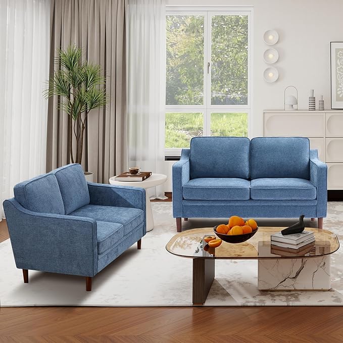 Kingfun 56" Chenille Sofa, Loveseat Couch, Mid Century Modern Love Seat Couches