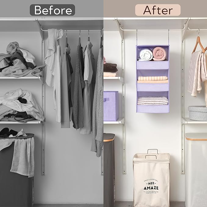 GRANNY SAYS 3 Shelf Hanging Closet Organizers and Storage, Collapsible Closet