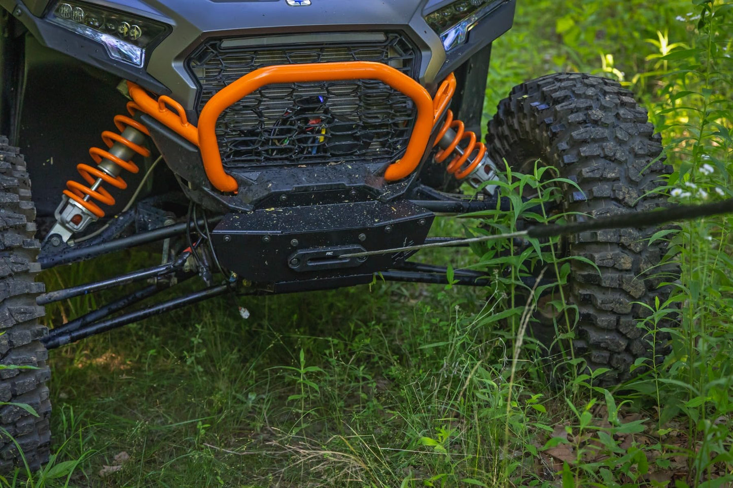 Rough Country Winch Mount with RS4500S Winch for Polaris RZR XP 1000 - Bolt-On Mounting Plate with 4500 LB Synthetic Rope Winch