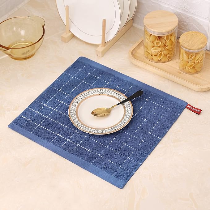Mordimy 100% Cotton Terry Cloth Dish Cloths, Soft and Absorbent Checkered Dish