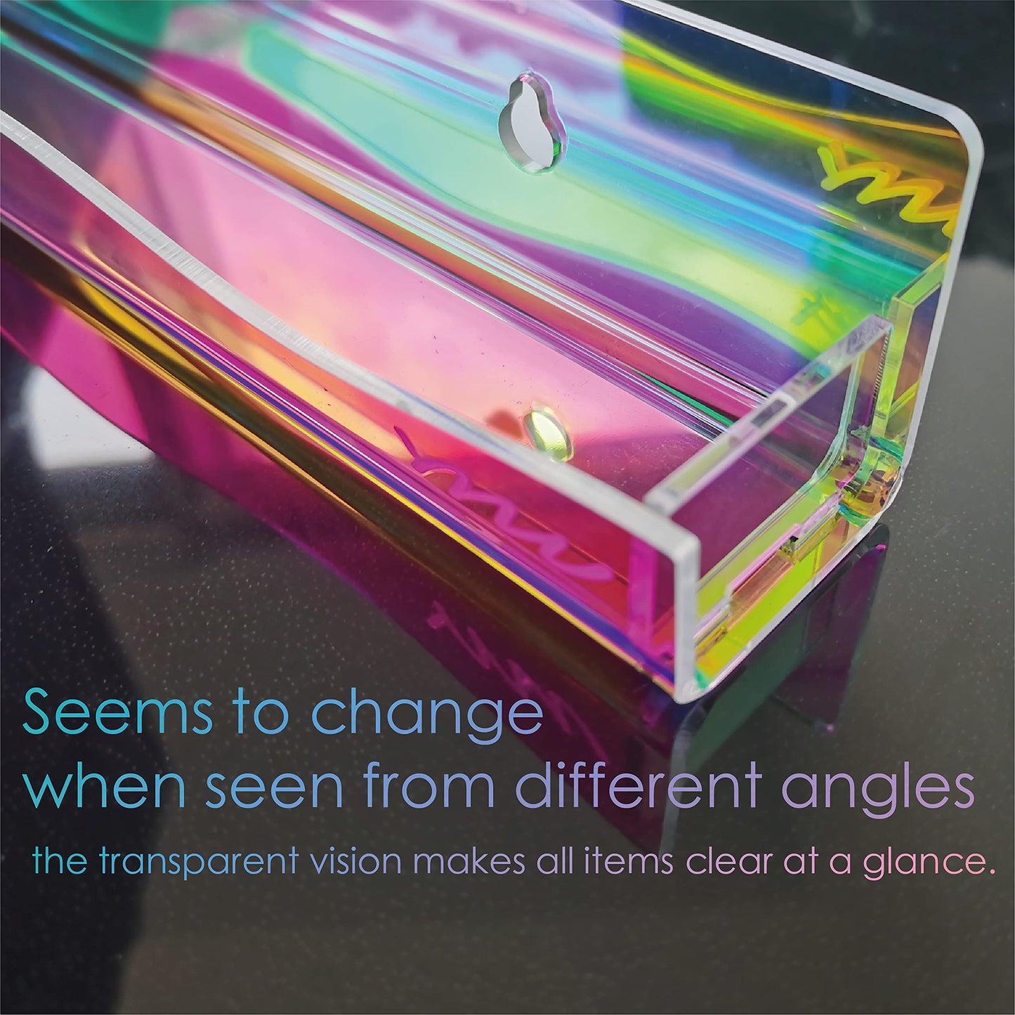 YMVV 15" Nail Polish Rack Wall Mounted Shelf,6 Pack Clear Rainbow Iridescent Acrylic Organizer Nail Supplies for Nail Techs,Great Display for Salons Retailers