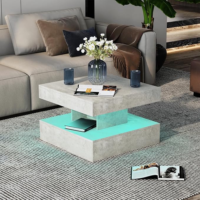 HedoAjim Small Grey Led Coffee Table
