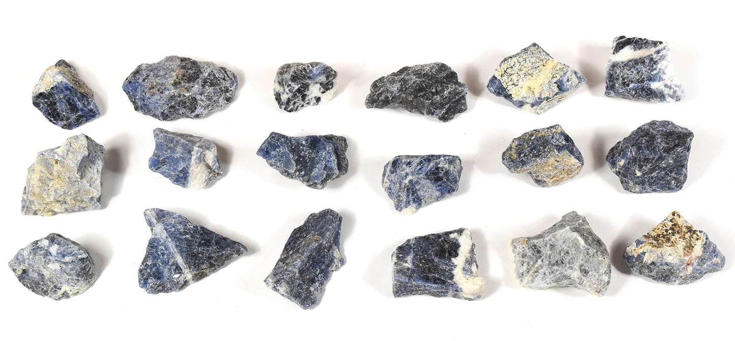 HQRP 5PCs Blue Black White Sodalite Rough Stones UV Reactive Natural Gemstone Quartz Crystal Mineral Raw Specimens - Brazil
