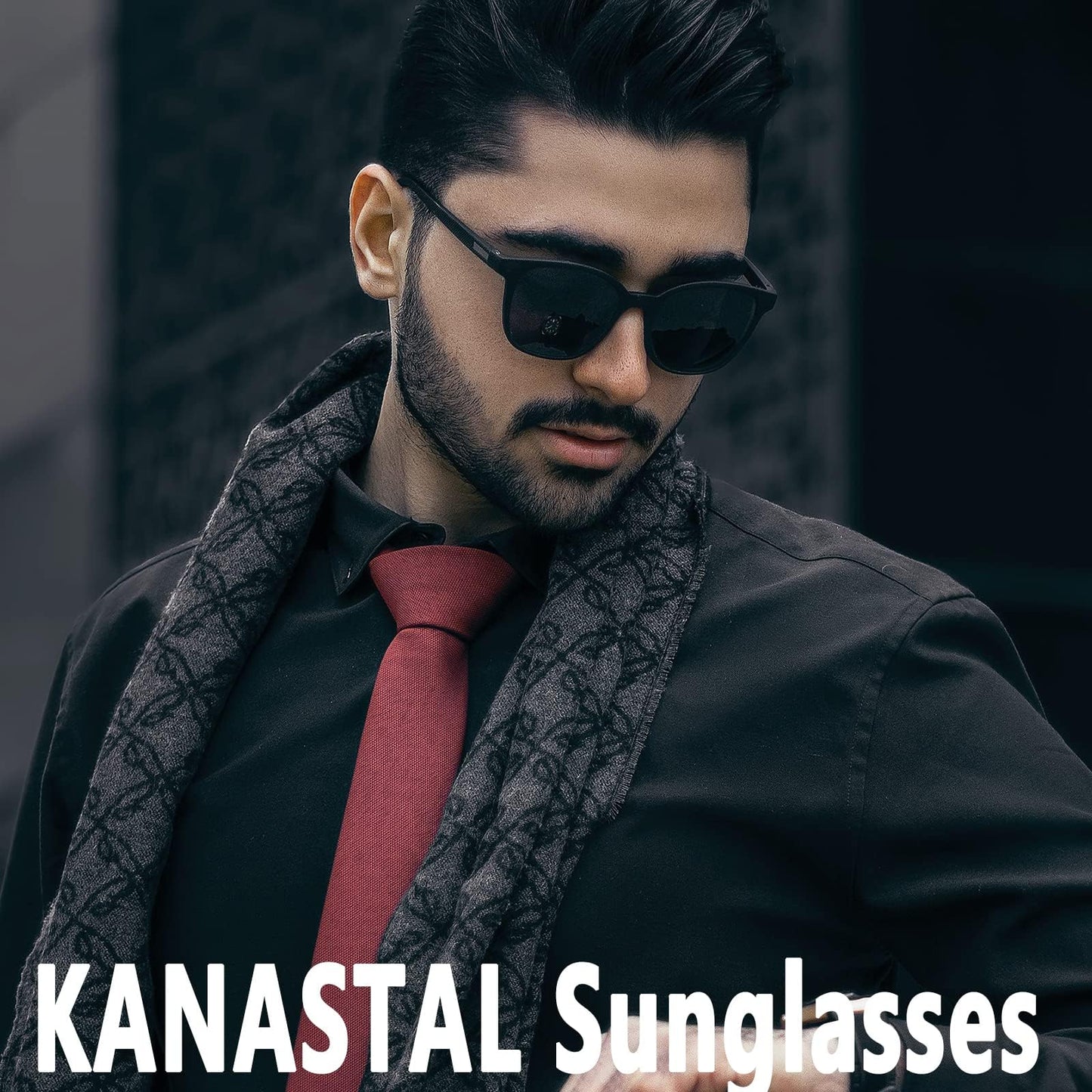 KANASTAL Black Sunglasses Mens Polarised Womens Dark Square Ladies Retro Spring Vintage Driving Fishing Beach Vacation Urban UV400 Protection - Glossy Black