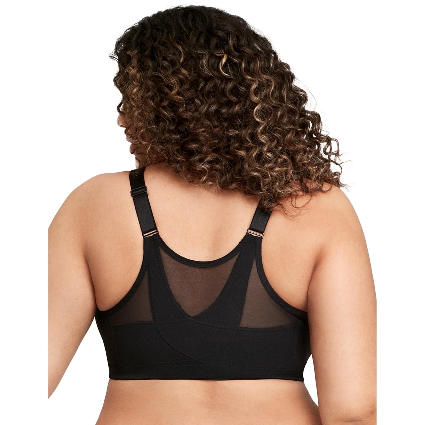 Glamorise Full Figure Plus Size MagicLift Front-Closure Posture Back Bra Wirefree #1265 Black 36C