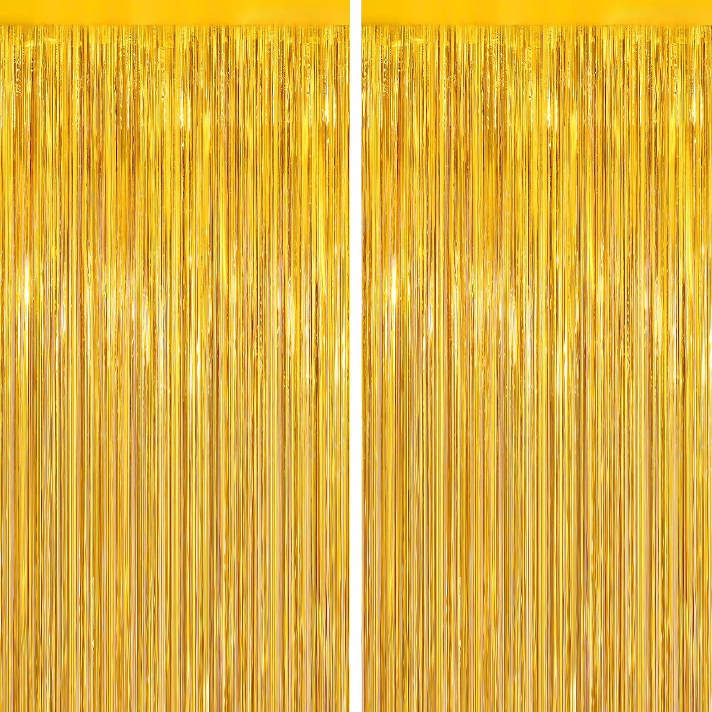 2Pack Gold Party Streamers, Gold Metallic Tinsel Streamers for Birthday Wedding Party Decors Graduation, Baby Shower, Photo Booth Props for Bachelorette Decors Xmas Halloween Party Supplies Backdrop