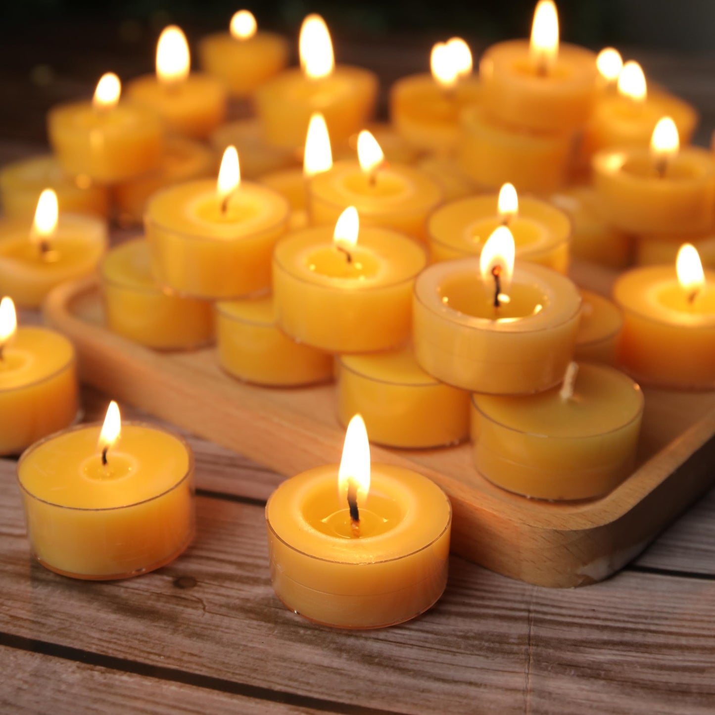 Capaniel 24 Packs Beeswax Tealight Candles- 4 Hour Burn Time Pure Beeswax Candles Bulk Burn Evenly and Clean Smokeless Natural Bees Wax Tea Lights for Relaxing