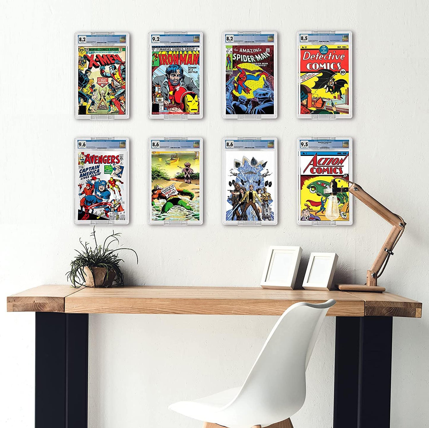 20 Pack Comic Book Display Shelf Slab Wall Mount Kit, Heavy Duty Comics Books Case Frame Holder, Clear Color (40 Pieces Hold 20 Slabs) - Comics and Cases Not Included