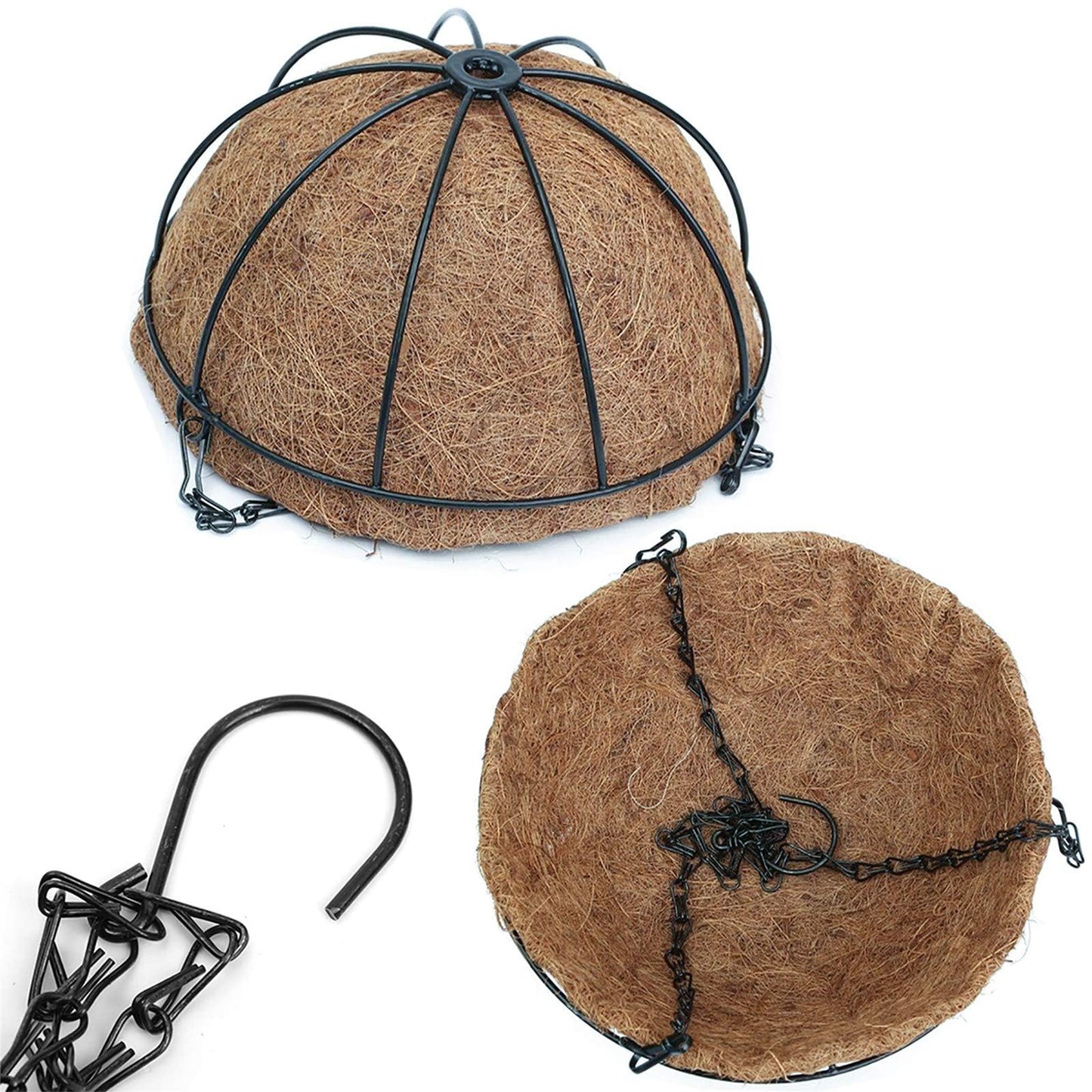 EIMQUVW Metal Hanging Planters Basket Set of 4 Hanging Flower Pots 10 Inch Chain Round Wire Plant Holder with Coco Coir Liner Garden Watering Hanging Baskets for Patio Garden Outdoor1