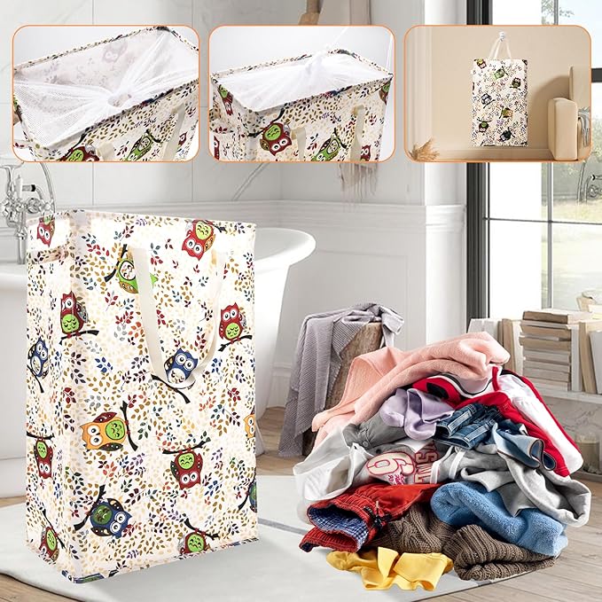 Odonata Slim Laundry Hamper Handles Collapsible Laundry Basket Thin Dirty