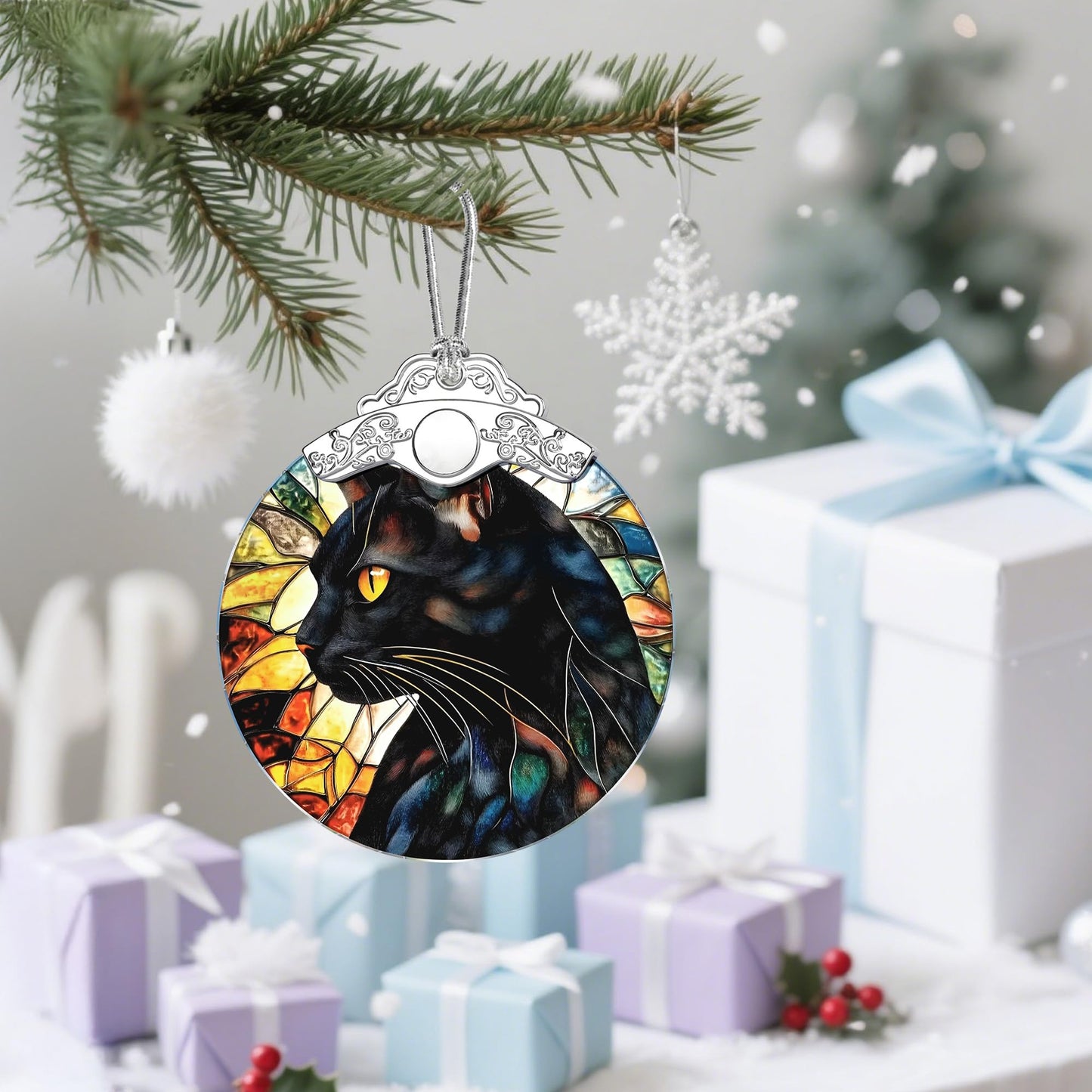 Christmas Ornaments: Christmas Tree Decorations, Black Cat Holiday Decor, Stocking Stuffers, Gift Ideas, Xmas Gifts & Gift for Cat Lover