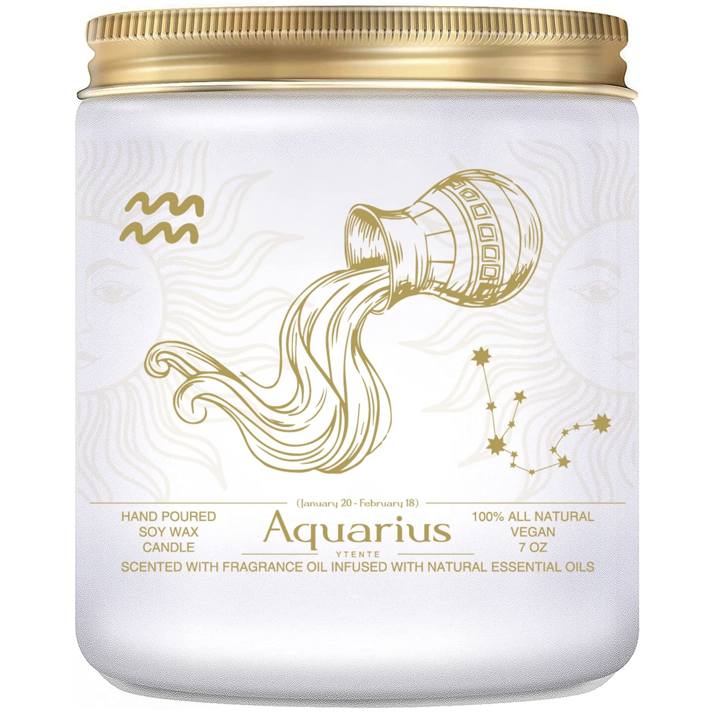 YTENTE Zodiac Sign Candles Gift, Zodiac Crystals Candles Jar,Astrology Lavender Scented Soy Stones Candles Best Friends Gifts for Women Men Sister Brother Funny Birthday Gift (Aquarius)
