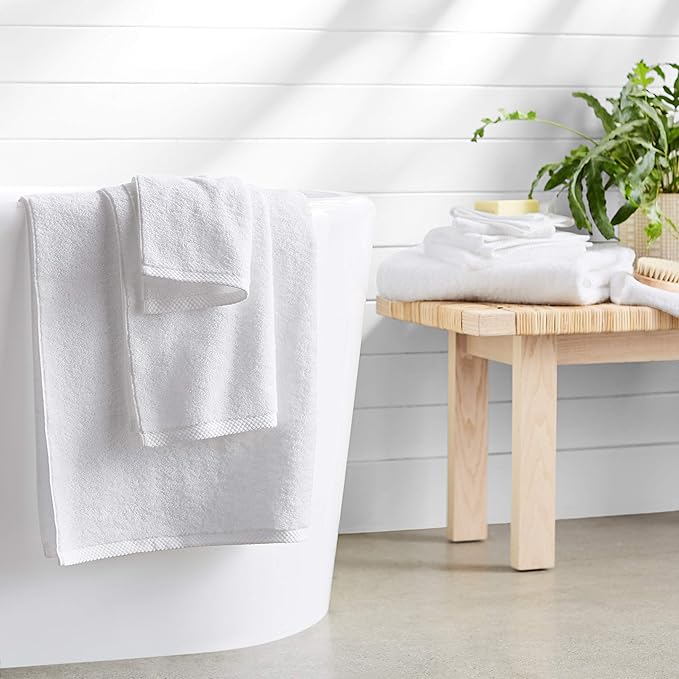 Amazon Basics 100% Cotton Soft Quick-Dry 8-Piece Towel Set, Bath Towels