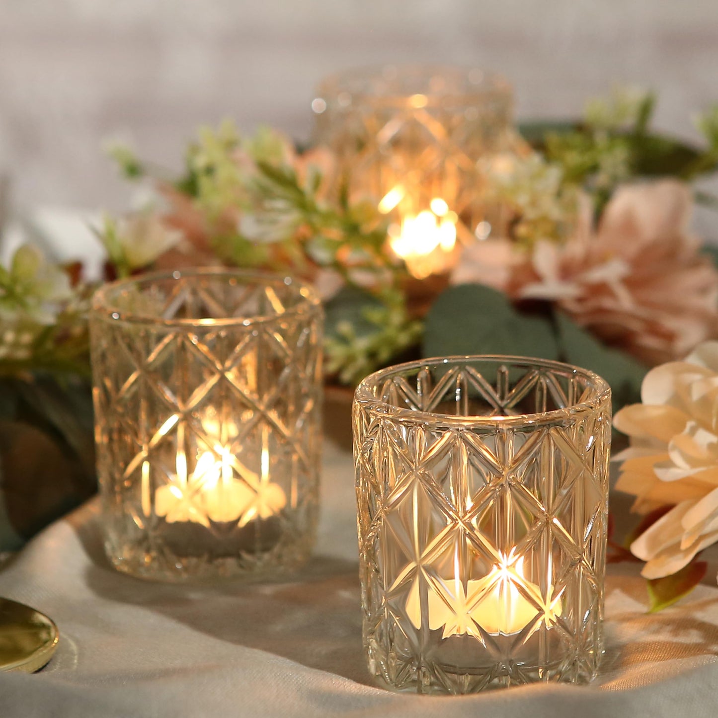 24pcs Clear Votive Candle Holders 2x2.5inch - Glass Candle Holder in Bulk for Table Wedding Centerpieces, Tea Lights Candle Holder for Wedding Party Holiday Decor (Clear,24)